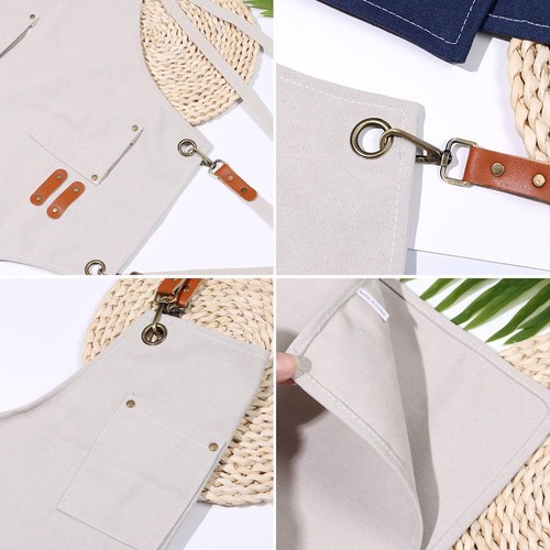 Women Men Cotton Canvas Barista Apron Waterdrop Resistant Canvas Denim Apron - Picture 11 of 20