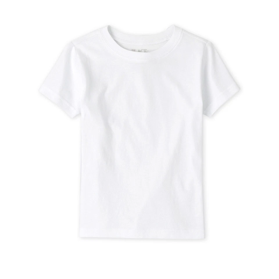 Camiseta masculina manga curta 6 peças The Children's Place S (5-6) algodão branco sólido - Imagem 2 de 3