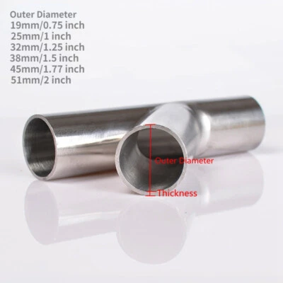 1PC Poliertes 304 Edelstahl T-Stück Y-Form Rohr Y-Piece Auspuffrohr 19mm-51mm - Bild 1 von 4