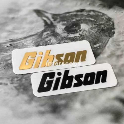 2Pcs Gibson Guitar Bass V Neck Headstock Self-Adhesive Metal Logo Decals Sticker