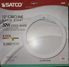 Satco S6503 4100K 32W 4 Pin T9 12" Circline Lamp, Cool White