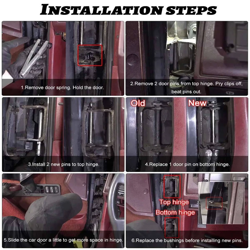Door Hinge Pins Bushing Kit For Chevrolet Suburban C1500 C2500 K1500 K2500 92-99 - Image 4 of 4