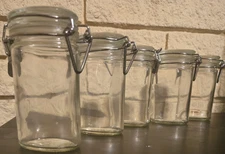 Crate & Barrel Oval Spice Herb Jar Jars Container  #485-454, 4 X 2.25", Set Of 5