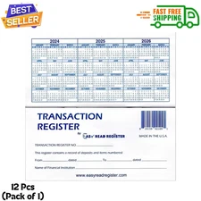 12 Checkbook Transaction Registers 2025-2026-2027 Calendars Check Book Bank ...