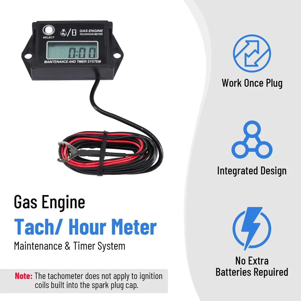 IP68 dustproof and waterproof Digital Tiny Tachometer Tach Hour Meter Adjustable - Image 4 of 4
