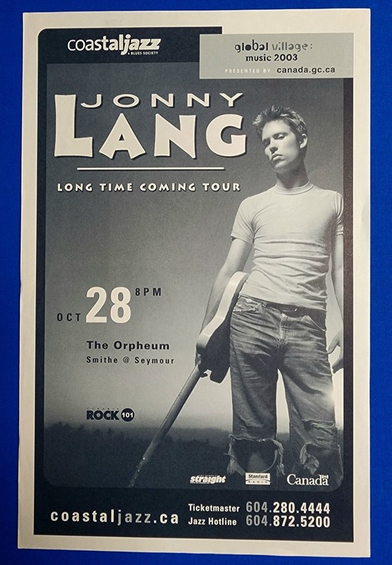 Blues Concert Poster Jonny Lang The Orpheum 10/28/2003  11 x 17