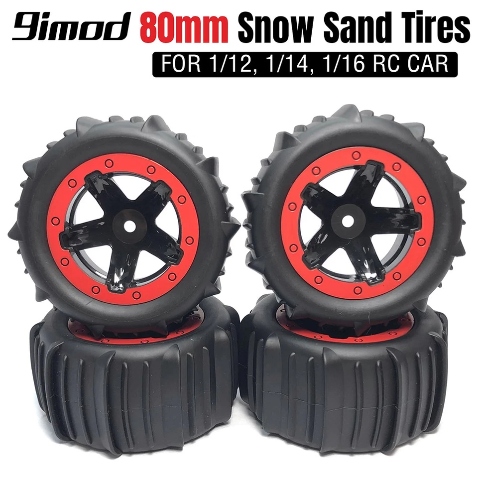 4x RC 1/16 1/14 Snow Sand Paddles Tires Wheels for Wltoys 144001 124018 HBX MJX - Image 4 of 4