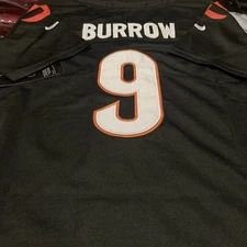 youth size cincinnati bengals #9 joe burrow size s-xl black stitched nwt