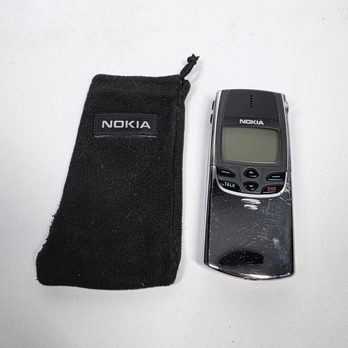 Vintage Nokia 8860 Cell Phone Chrome Collectible With Carrying Pouch - Untested