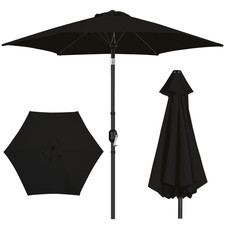 9 Ft Outdoor Patio Umbrella with Push Button Tilt and Crank, Black