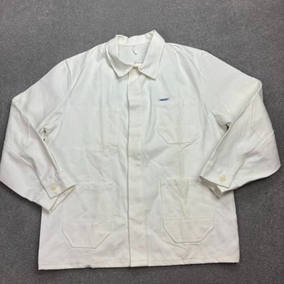 #ad VTG French Jacket Adult Large White Work Wear Sanfor Chore Canvas Utility Mens $63.04