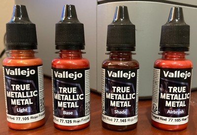 Vallejo True Metallic Metal FORGED RED 4 Shading Color Bottles Set