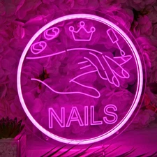 Britrio Nails Neon Sign Light Pink Spa Beauty Salon 3D Art 