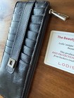 LODIS Black  Leather Card Case Wallet Zipper Pocket Pouch New — photo 1