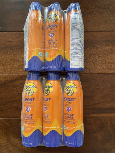 Banana Boat Spray Sport Ultra Broad Spectrum Sunscreen SPF 15 Lot Of 6 - 02/2025