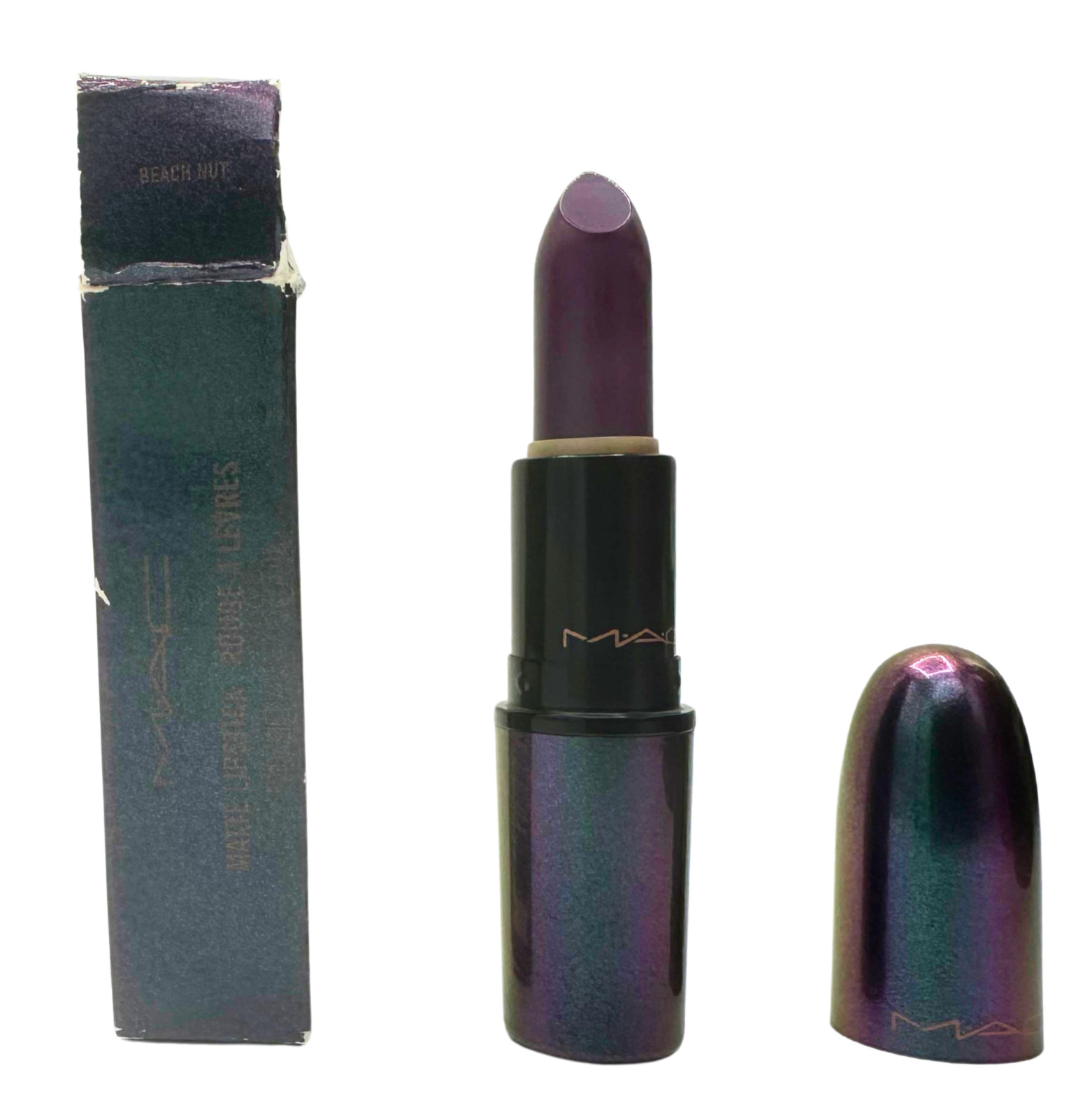 MAC Matte Lipstick Mirage Noir BEACH NUT - Rossetto Viola Intenso NUOVO