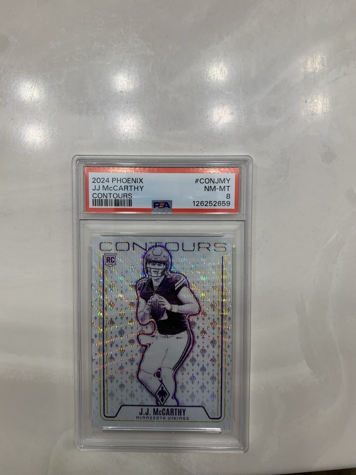 2024 Panini Phoenix - Contours J.J. McCarthy #CON-JMY Wave (RC) PSA 8