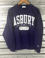 Vintage Champion Asbury University College Sweatshirt Mens M Purple Crewneck