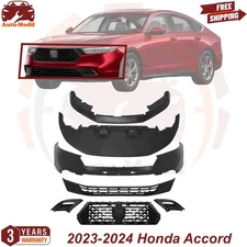 Front Bumper Cover & Upper Grille & Fog Light Cover For Honda Accord 2023-2024