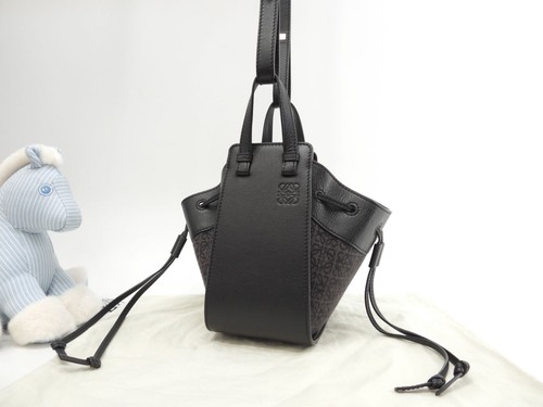 Loewe Hammock Mini Jacquard Leather Gray Black Crossbody Shoulder Bag from japan