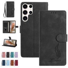Fr Samsung Galaxy S26 S25 S24 S23 PU Leather Card Magnetic Flip Stand Case Strap