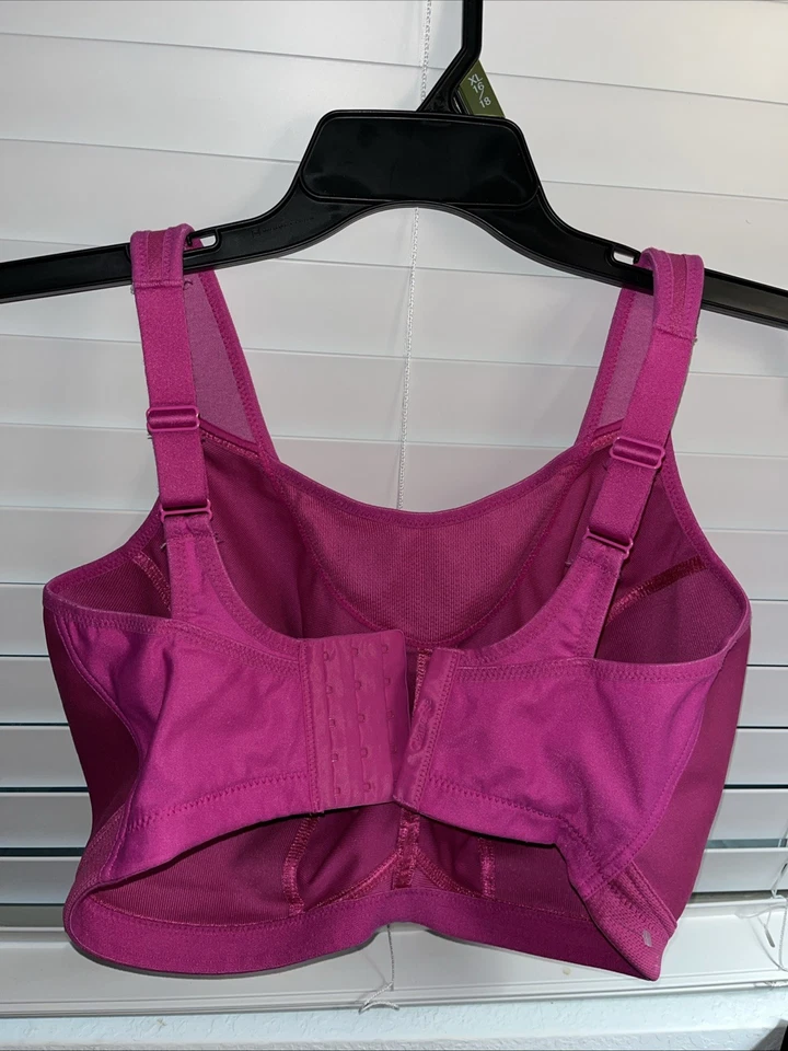 Sujetador deportivo Glamorise para mujer 40J rosa sin rebote cami sin cables impacto medio 1066 Foto 3 de 3