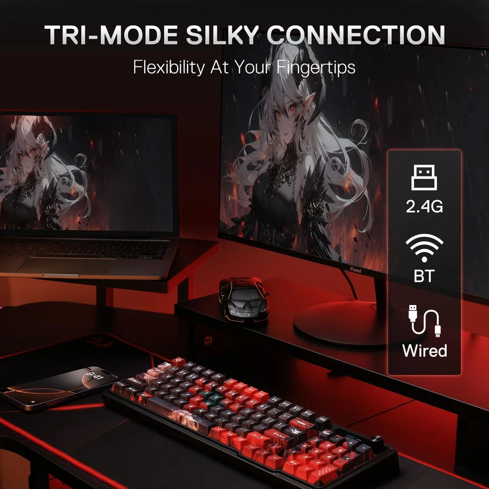 K719 PRO Wireless Gasket Gaming Keyboard w/Hype Screen & Knob, 95 Keys Mechan... - Image 3 of 4