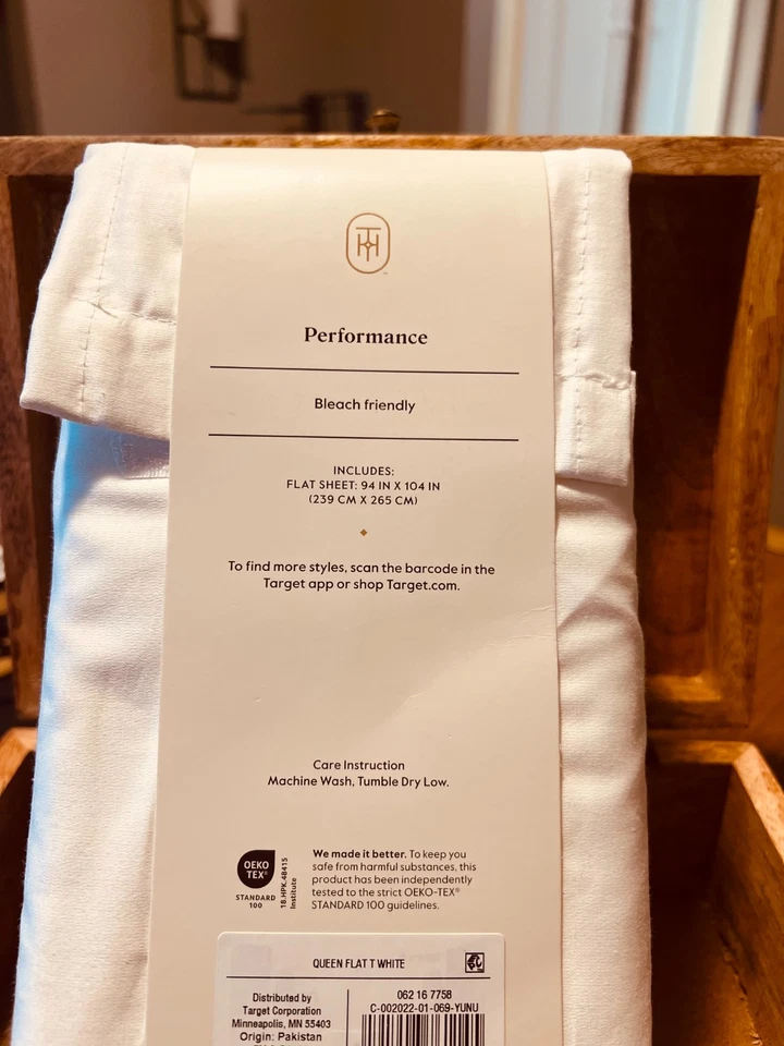 Queen 400 Thread Count Flat Sheet Sateen White 100% Cotton - Threshold - Image 3 of 4