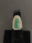 Vintage Sterling Silver Carved Green Onyx Ring Size 5 - 9.64g — photo 2
