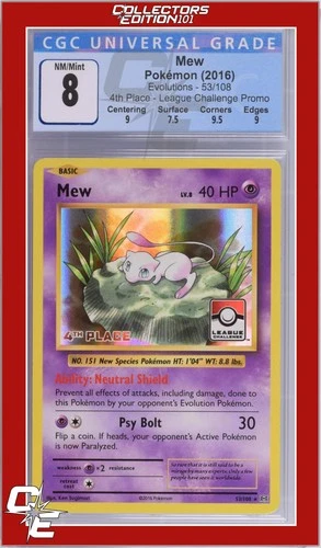 Evolutions Mew 53/108 4th Place League Challenge CGC 8