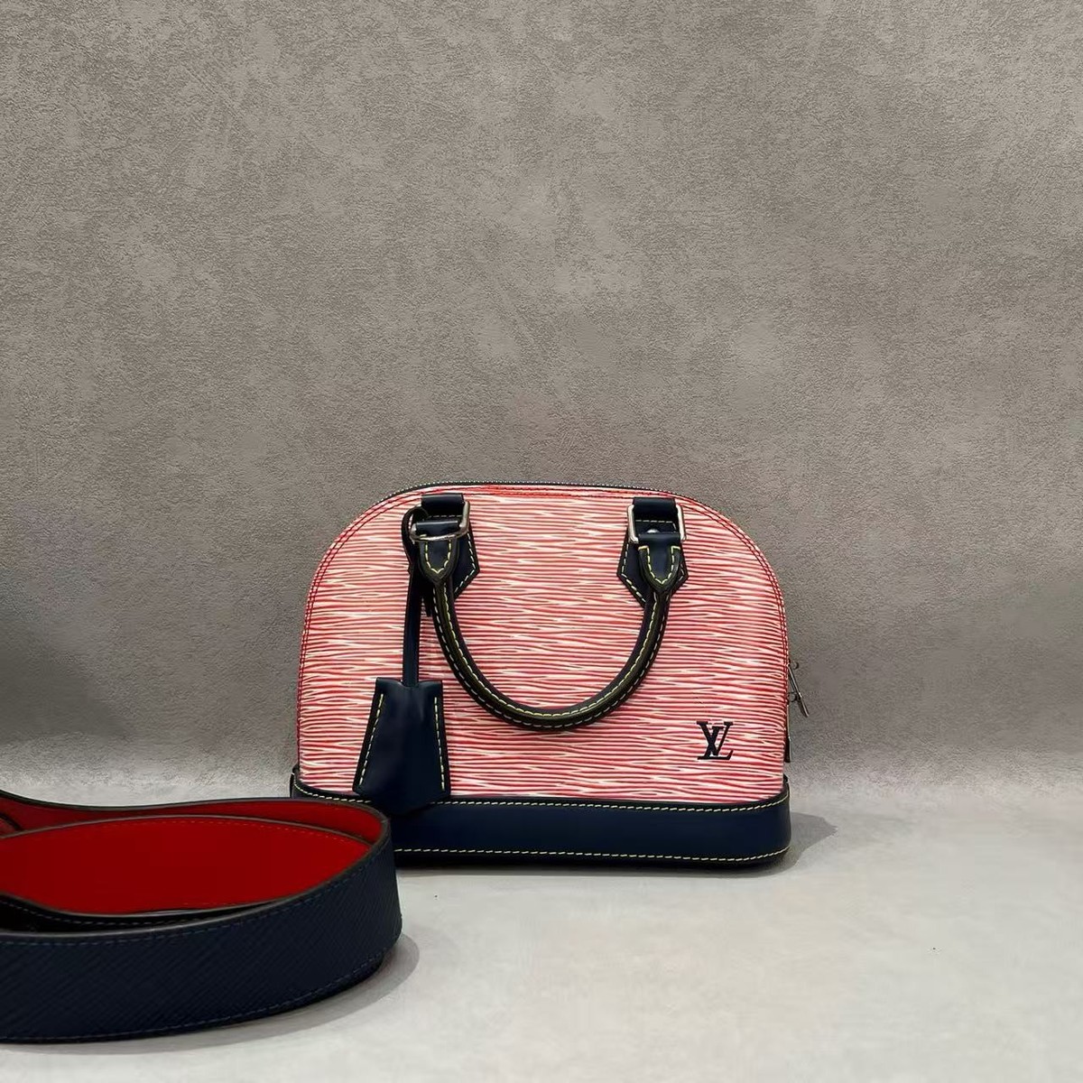 Louis Vuitton Alma BB Pink/Blue Epi Leather Top Handle Crossbody