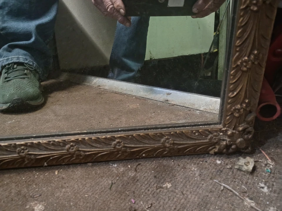 ESPEJO DE PARED GRANDE VINTAGE ITALIANO SIGLO X FRANCÉS ROCOCO estilo madera tallada dorada Foto 4 de 4