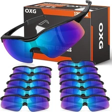 OXG 12 Pack Safety Glasses ANSI Z87.1 Impact Resistant Anti-Scratch Goggles