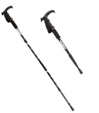 Bâton de randonnée télescopique en aluminium Noir – léger, antichoc, réglable