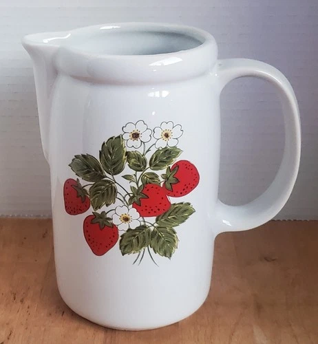 Vintage McCoy Green/Red Strawberry Country Milk OJ Pitcher 24 Oz.