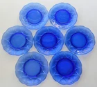 HAZEL ATLAS NEWPORT HAIRPIN COBALT BLUE DEPRESSION GLASS BREAD PLATES SET OF 7