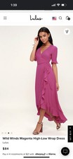 Lulu’s Magenta Hi-Low Wrap Dress - Size Medium - CUTE ⭐️⭐️⭐️