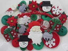 Lot of 50 Buttons - (Novelty, Shank, 2 and 4-Hole)  CHRISTMAS HOLIDAY MIX #94