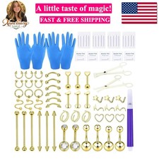 Piercing Kit 316L Stainless Steel Belly Button Ring Ear Nose Septum Piercing ...