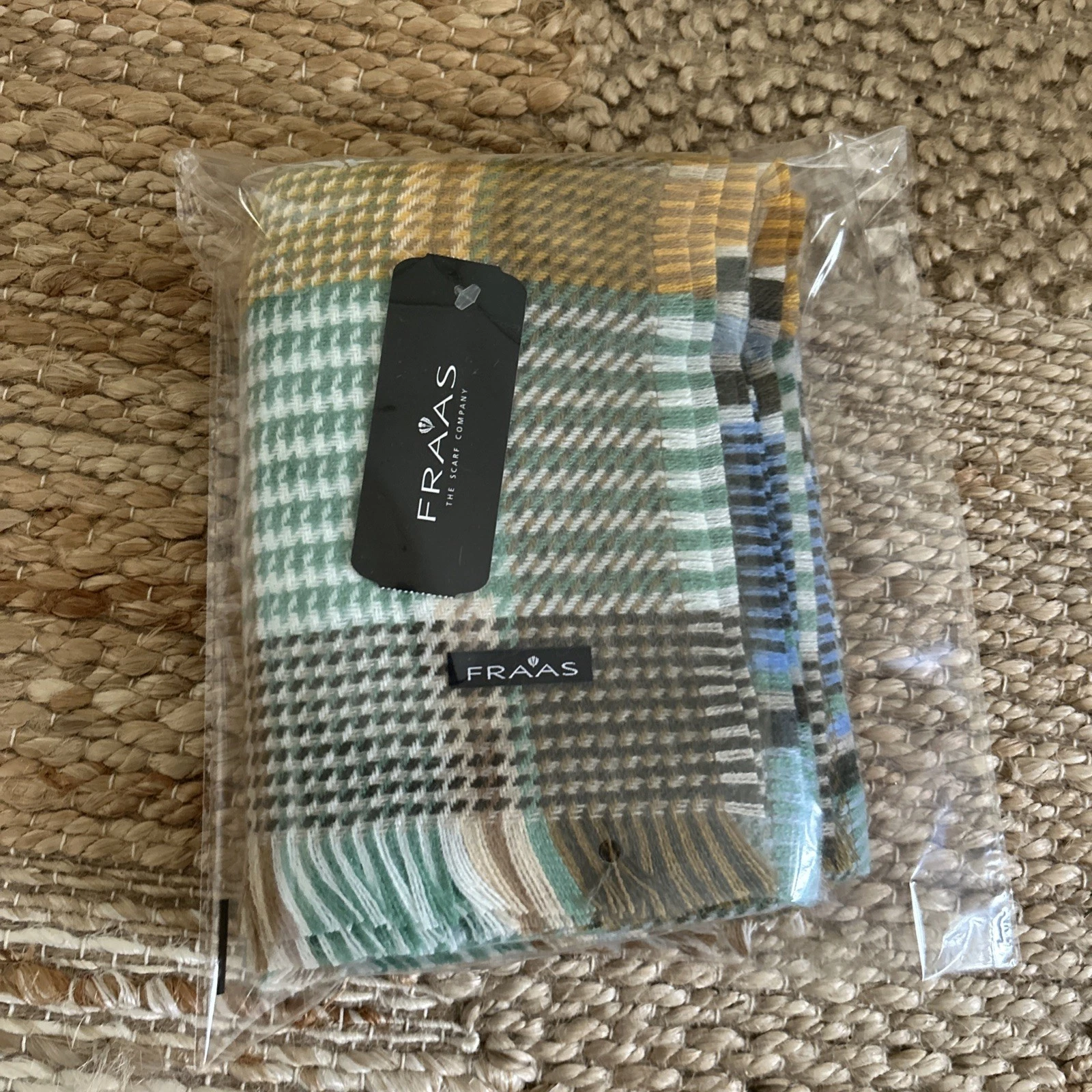 Fraas The Scarf Company Green Mix Scarf Check Tartan Unisex Gift 24" x 70" NEW