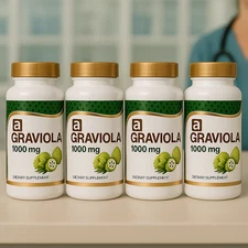4xGraviola Guanábana 1000mg Annona Extract 240 Natural Caps Antioxidant exp 2027