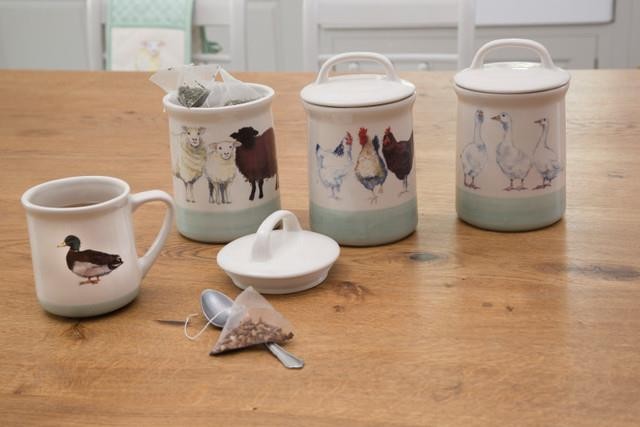 APPLE FARM GEESE SUGAR CANISTER IN STONEWARE