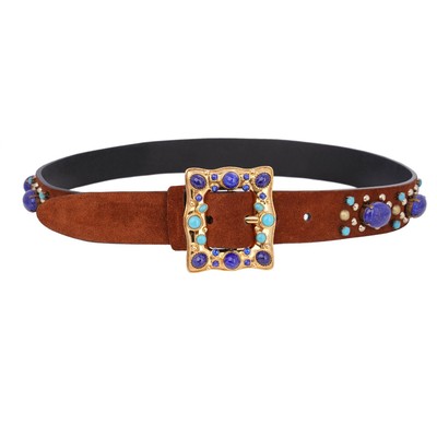 Dolce and Gabbana leather and suede brown belt DOLCE & GABBANA Belt Brown Suede Leather Studded Baroque  main image 3
