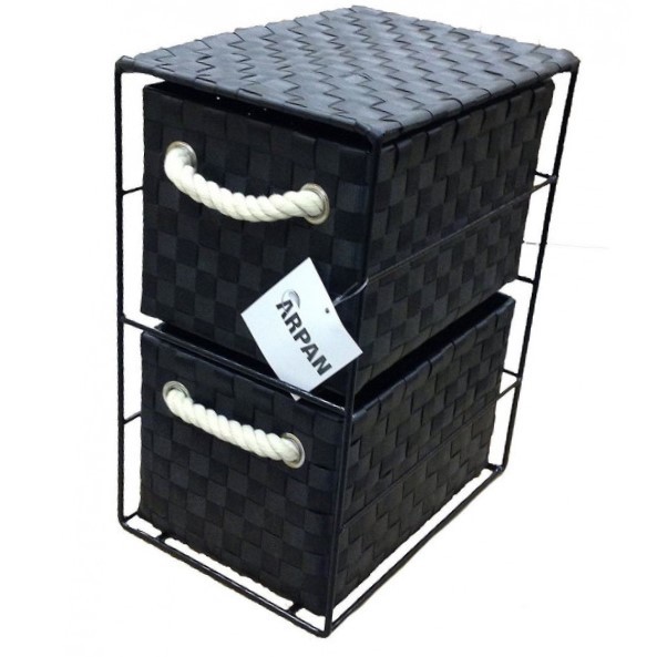 Home Bathroom Kids Toy Laundry Storage Cabinet 2 Drawer Unit Black For Sale