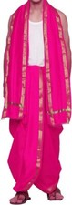 Men Dhoti, Dhoti With Towel, Pooja Dhoti, Silk Dhoti, Men Pink Dhoti