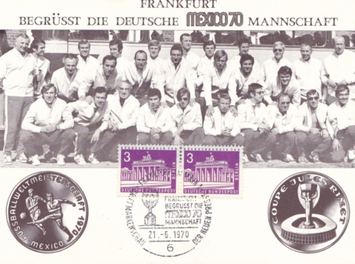 Frankfurt begrüßt die Deutsche Mexiko Mannschaft 1970 Mexico 1970 Sonderkarte - Afbeelding 1 van 2