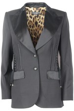 Dolce And Gabbana Lace Up Wool And Silk Blend Blazer It 44 Uk 12
