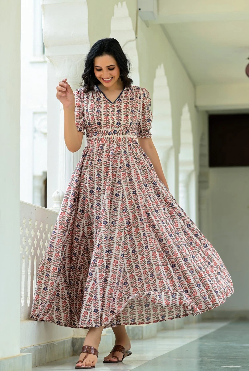 Handloom cotton ikat green tiered dress – Fabnest