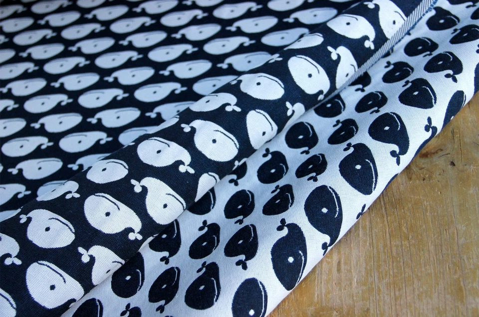 Dekostoff "Walfisch" Jacquard Baumwolle Doubleface - Meterware * 50 cm x 140 cm - Bild 3 von 3