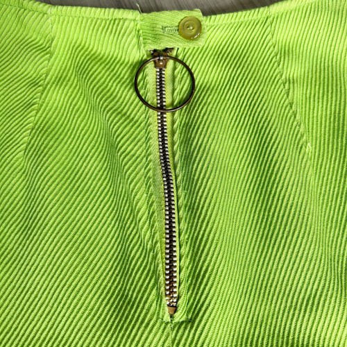 Vintage 50s/60s Lime Green High Waist Pedal Pushers Metal O-Ring Zipper Pull XS - Picture 4 of 7